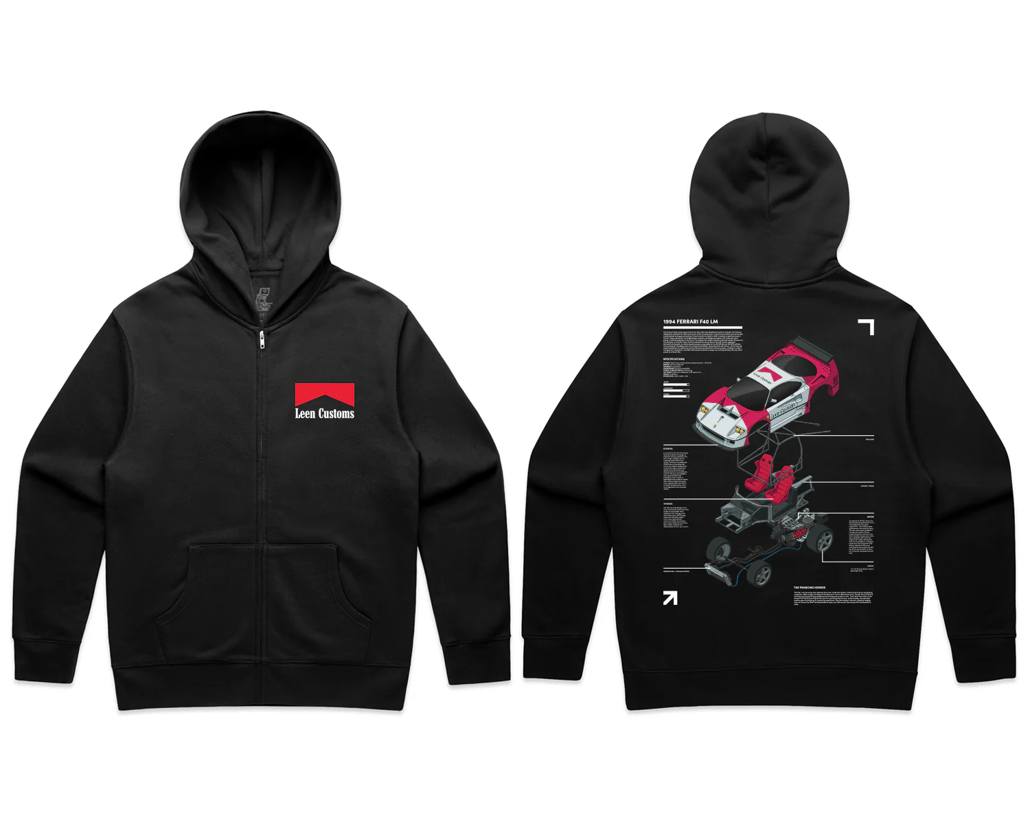 LC "F40" Zip Hoodie - Black